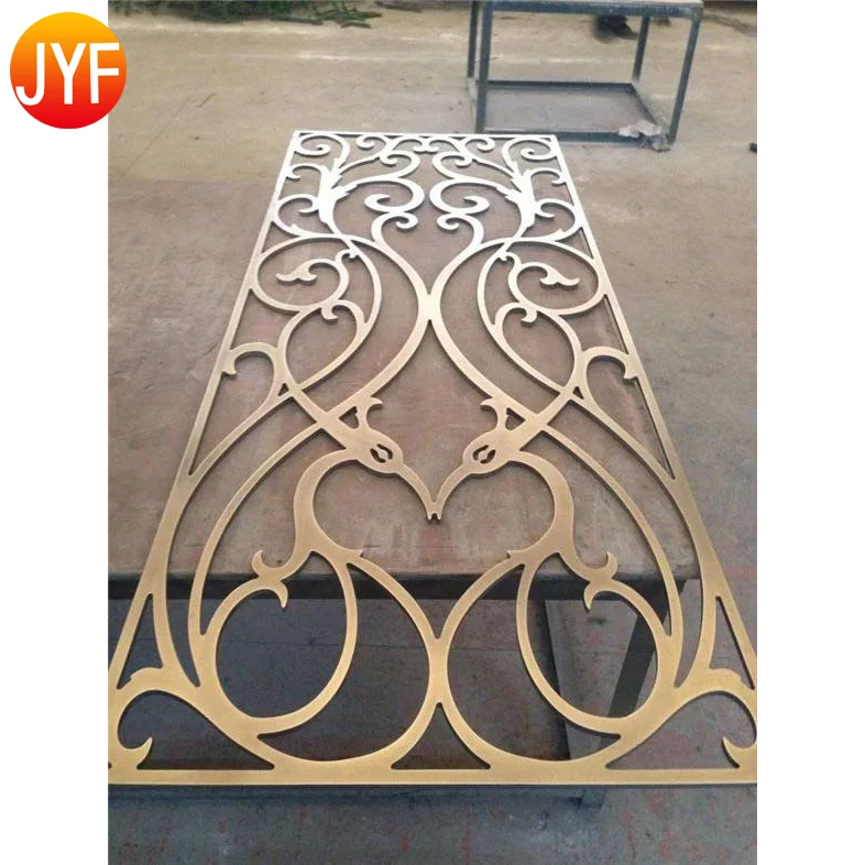 S030207 AISI Ti 304 Wall Hanging Room Dividers Gold Stainless Steel Folded Laser Cutting Screen Dividers