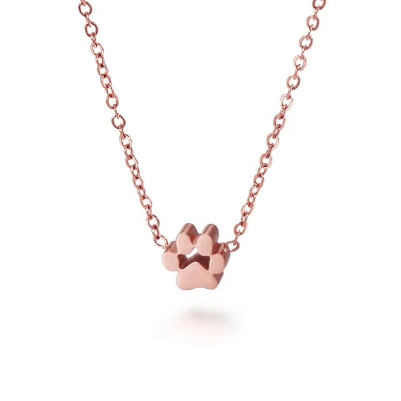 Fashion Girl Titanium Steel Small Animal Paw Print Cat Footprint Pendant Necklaces for Women Children Jewelry Gift Wholesale