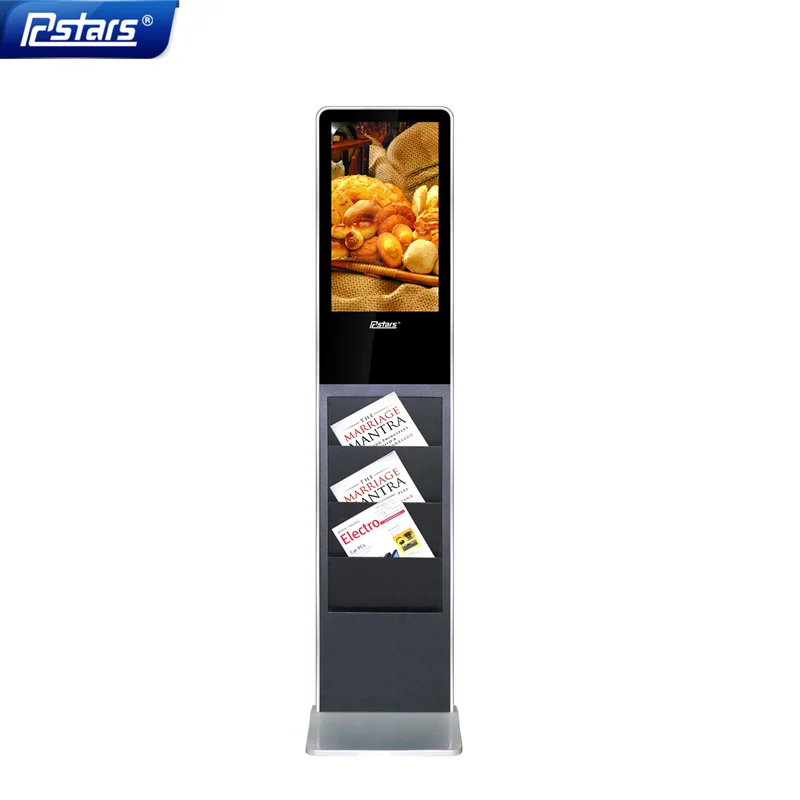 22 inch Floor Stand PCAP Touch Screen Advertising Display LCD Digital Signage interactive kiosk with book holders