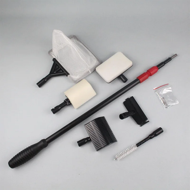 Fish tank algae scraper brush cleaning set Long handle aquarium fish scrubbing 6 in 1 set stretching fish net