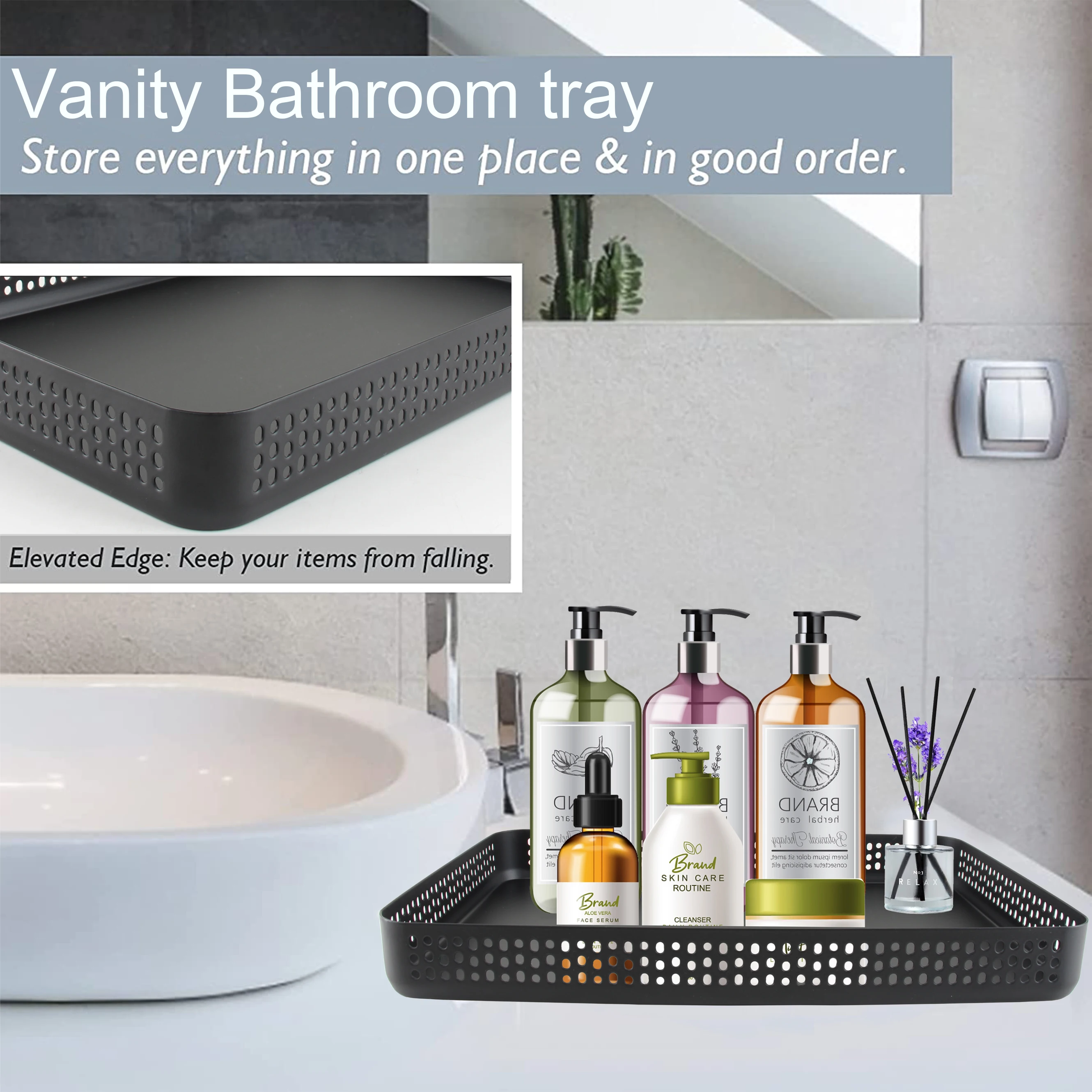 Home Decoration High Quality Iron Metal Bathroom Decorative Shower Storage Trays