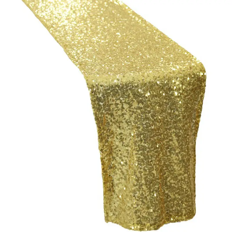 Luxury Polyester Glitter Metallic Extra Long Sequin Table Runner For Wedding Banquet Party