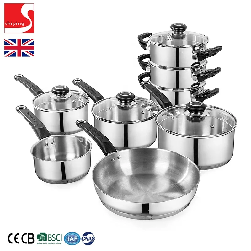 SY-Kitchenware 3 piece saucepan stainless steel cookware set pots and pans set induction cooking 14 16 18cm