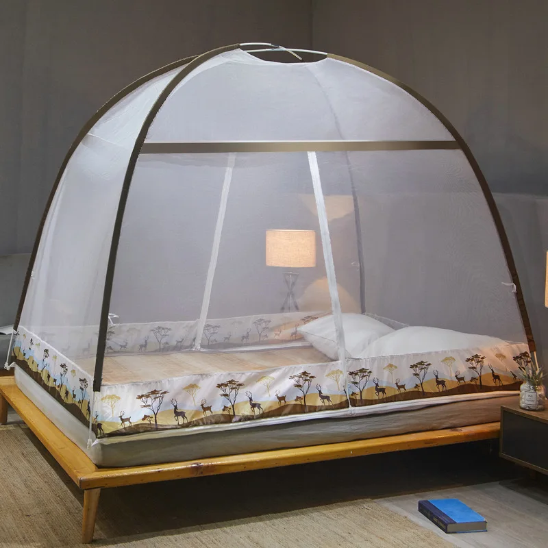 self-pop up mosquito net  Mongolian mosquito net with folding fiberglass support  installation free mosquito net