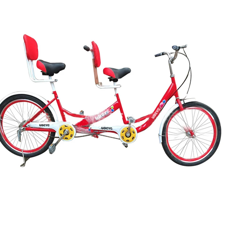 Lightweight double seat folding tandem bike/ sightseeing leisure adult foldable tandem bicycle