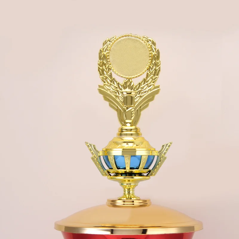 Antique Style Metal Color 4 Pillars Tower Big Trophy Iron Cup with UV Printing Plating Custom Engraving Souvenir Plaque Model