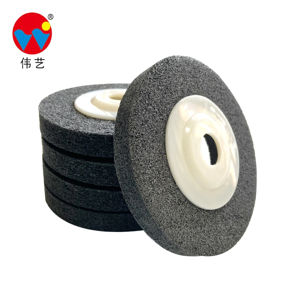 WEIYI Non Woven Abrasive disc Grinding Polishing Wheel For Stainless Steel,Furniture,Ceramics and Marble 4 Inch Black 7P