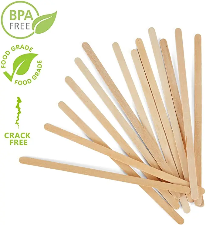 Non-Plastic Eco-Friendly Wood Stirring Stick Disposable Drink Stirrer 5' 5.5' 7'Inch Wooden Round-End Sip Stir Stick