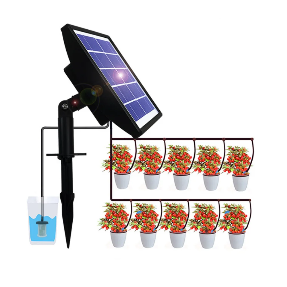 Solar Auto Garden Watering Timer 15 Plant Pots Watering Kit 180degree Board Plastic Time Relay Watering Controller