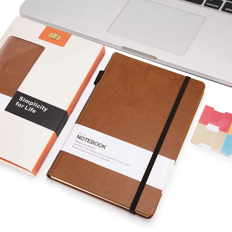 High Quality A5 Business Engraved Leather Bound Plain Journal Notebook with A Pen Loop