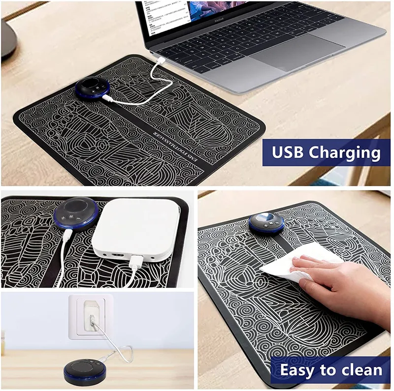 Электрический массажный коврик для ног с зарядкой от USB EMS импульсный Вибрационный массажер домашнего