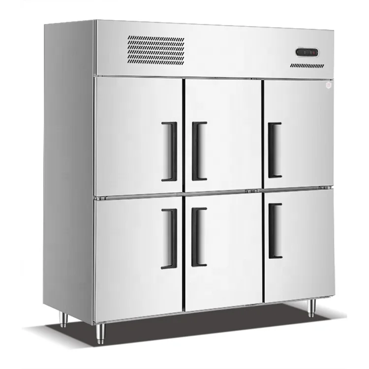 Stainless Steel Commercial Refrigerator | 6-Door Refrigeration Unit | Temperature Range 2-8°C