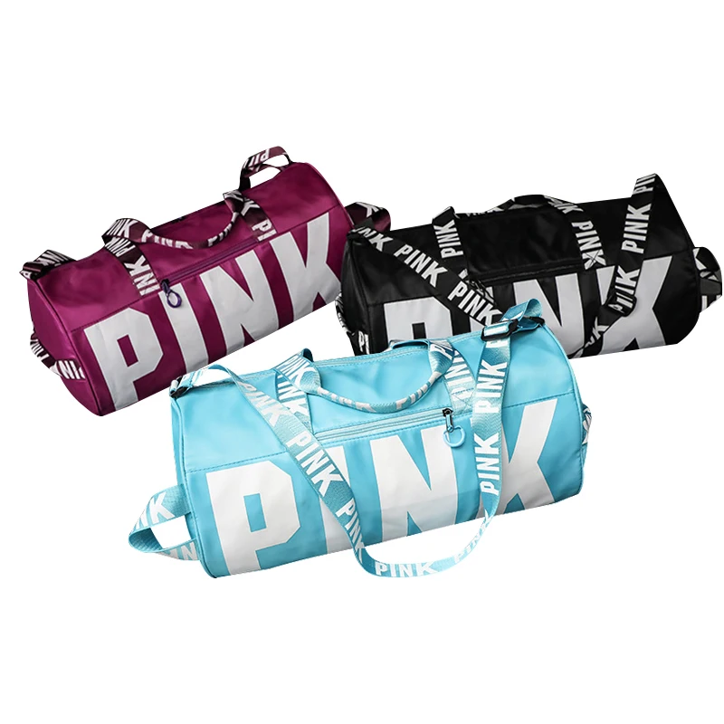 Professional Custom LOGO Men Women Gym Sports Bag Pink Color Spend the Night Onlocation Travel Duffel Bag
