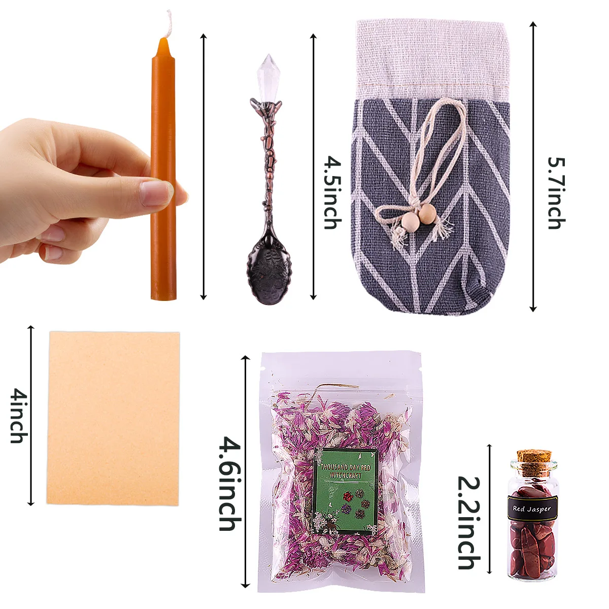 Crystal Healing Stone Rry Herbs Paraffin Candle Set Healing Natural Stone Crystal Wishing Bottles Kit Witchcraft Tool Kit