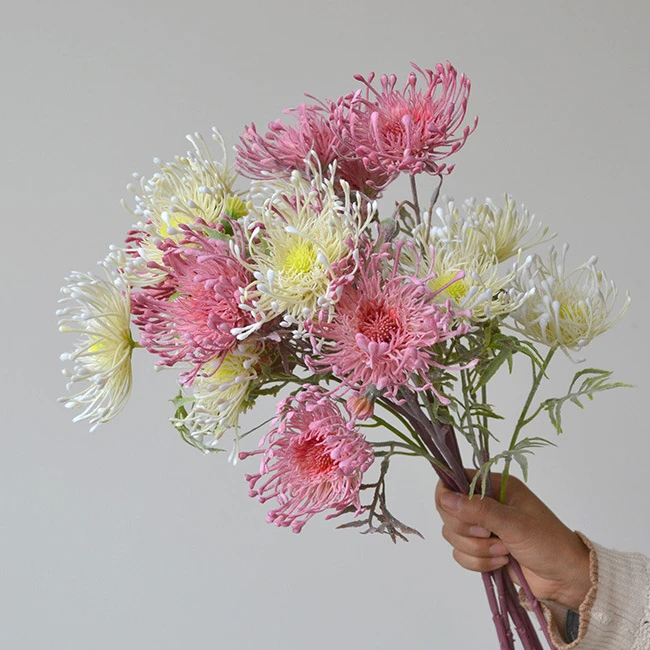 YOPIN-3539 3 Heads Artificial Chrysanthemum Flower For Home Garden Decor Artificial Plastic Chrysanthemum