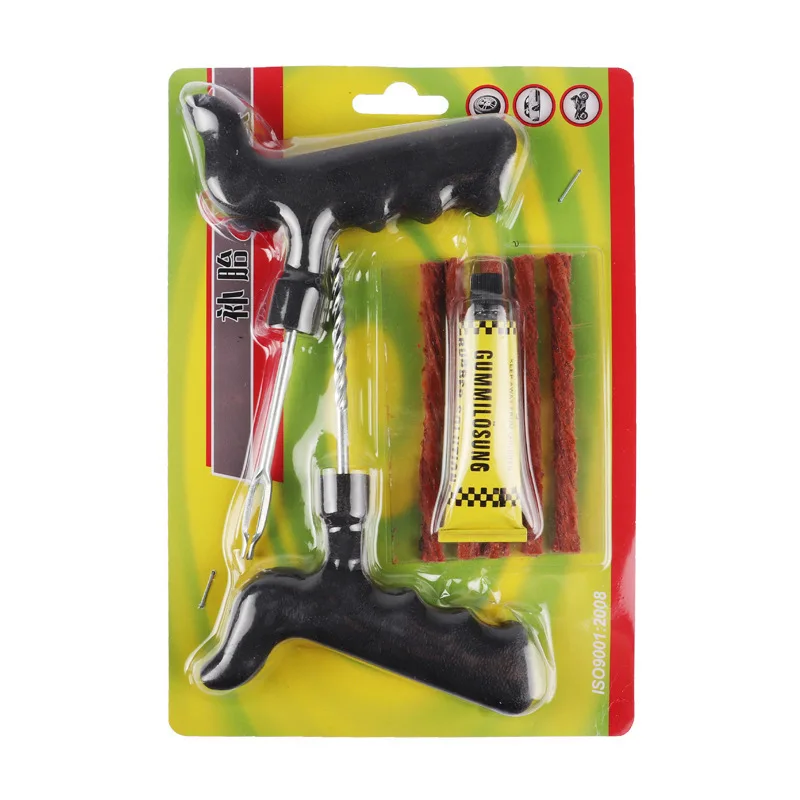 Universal Quick Emergency Tire Repair Kit for Tubeless Tires Portable Hand Tool with Plastic Rubber Metal Components for Car Use