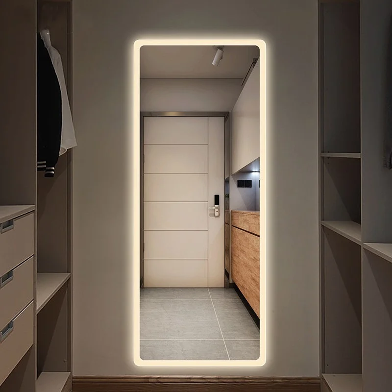 Custom Frameless Big Wall Mounted Full Length Wardrobe Smart Mirror LED Dressing Up Mirror