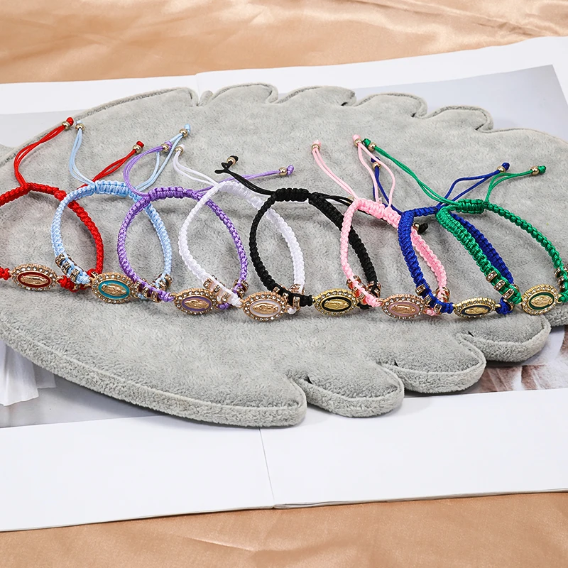 Wholesale Braid Bracelet Amulet Protection Jewelry Gold Virgin Mary Weave Catholic Bracelet