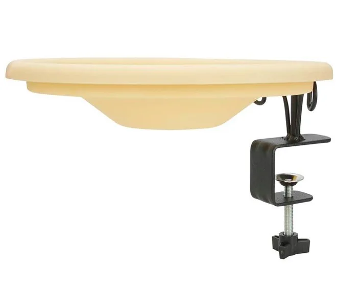 Bocheng Deck Mounted Songbird Spa metal Bird Bath Bowl and Heavy Duty Sturdy Clamp