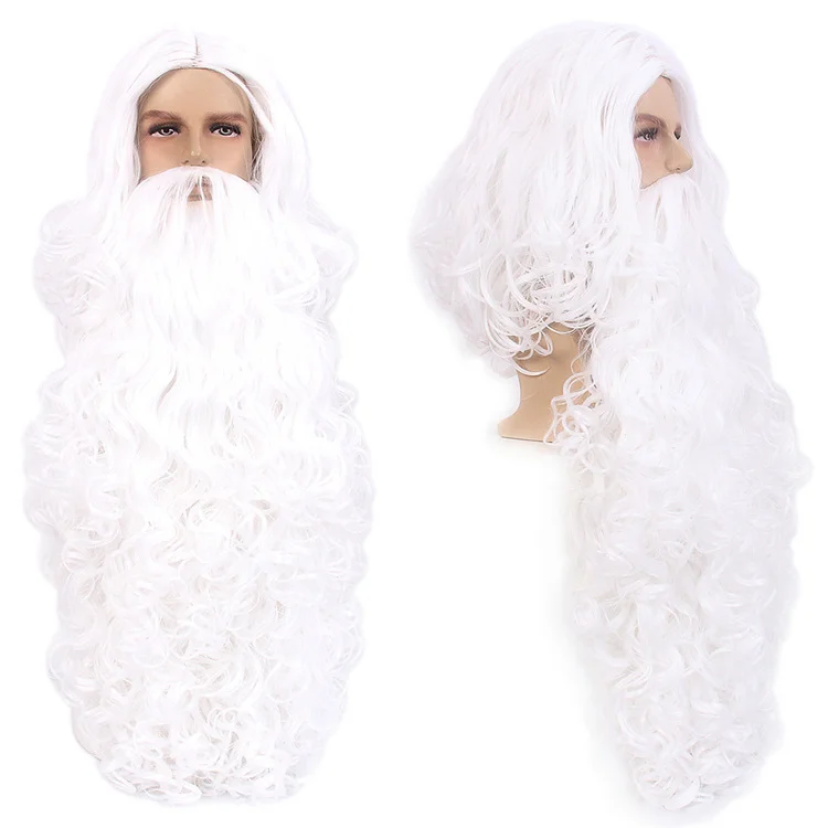 Factory Direct High Quality White Grey Wigs For Santa - Professional Yak Hair Father Christmas Wig