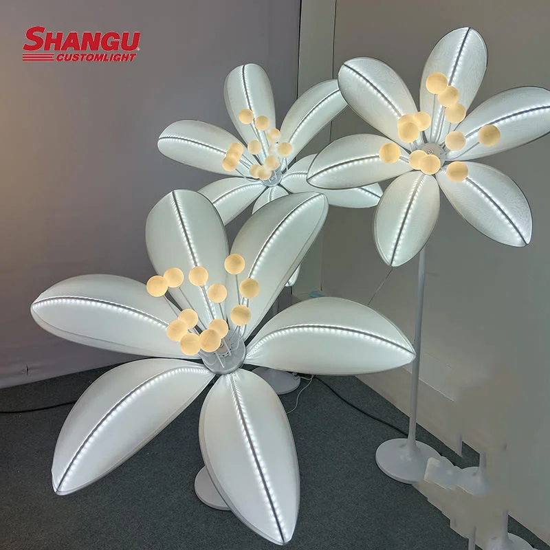 Large White Lily Flower with Stamens Road Lead Decor Wedding LED Flowers Wedding Decoration Supplies