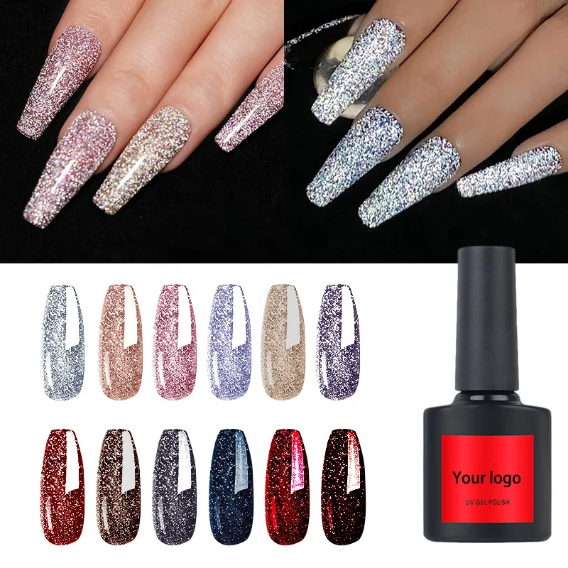 UV Gel Factory professional Wholesale custom logo supplier colorful broken diamond glitter polish nail gel