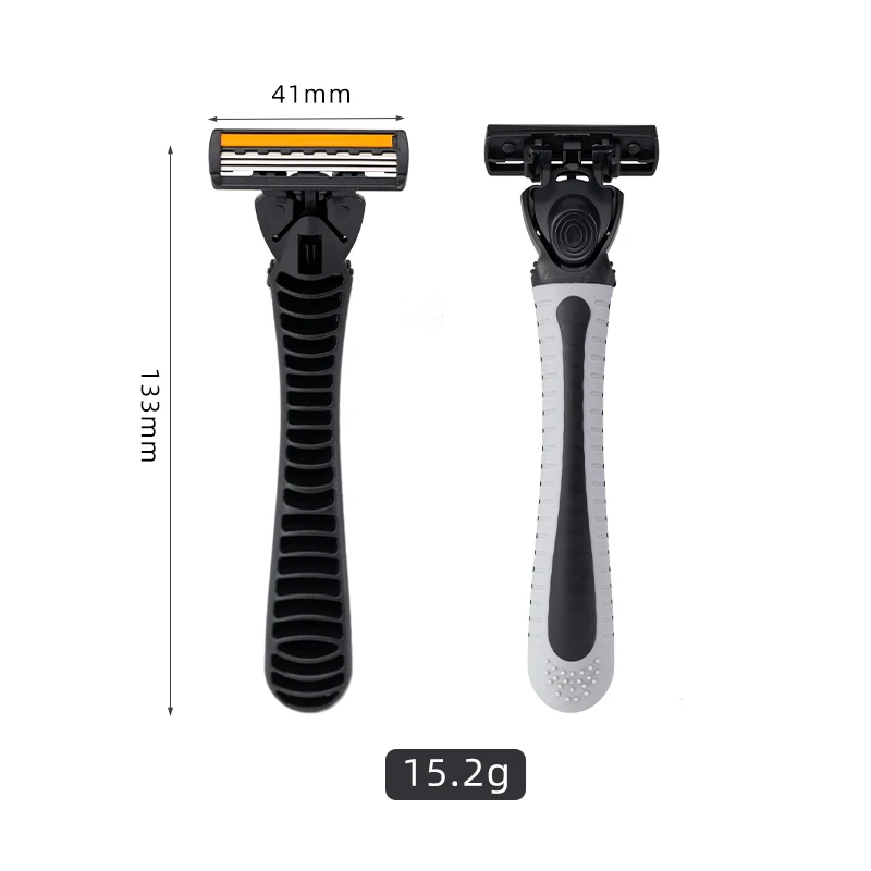 Pearlmax Factory Triple Blade Stainless Steel Good Quality Rubber Razor OEM Shaving Razor For Men Barber Cheap Soft Razor