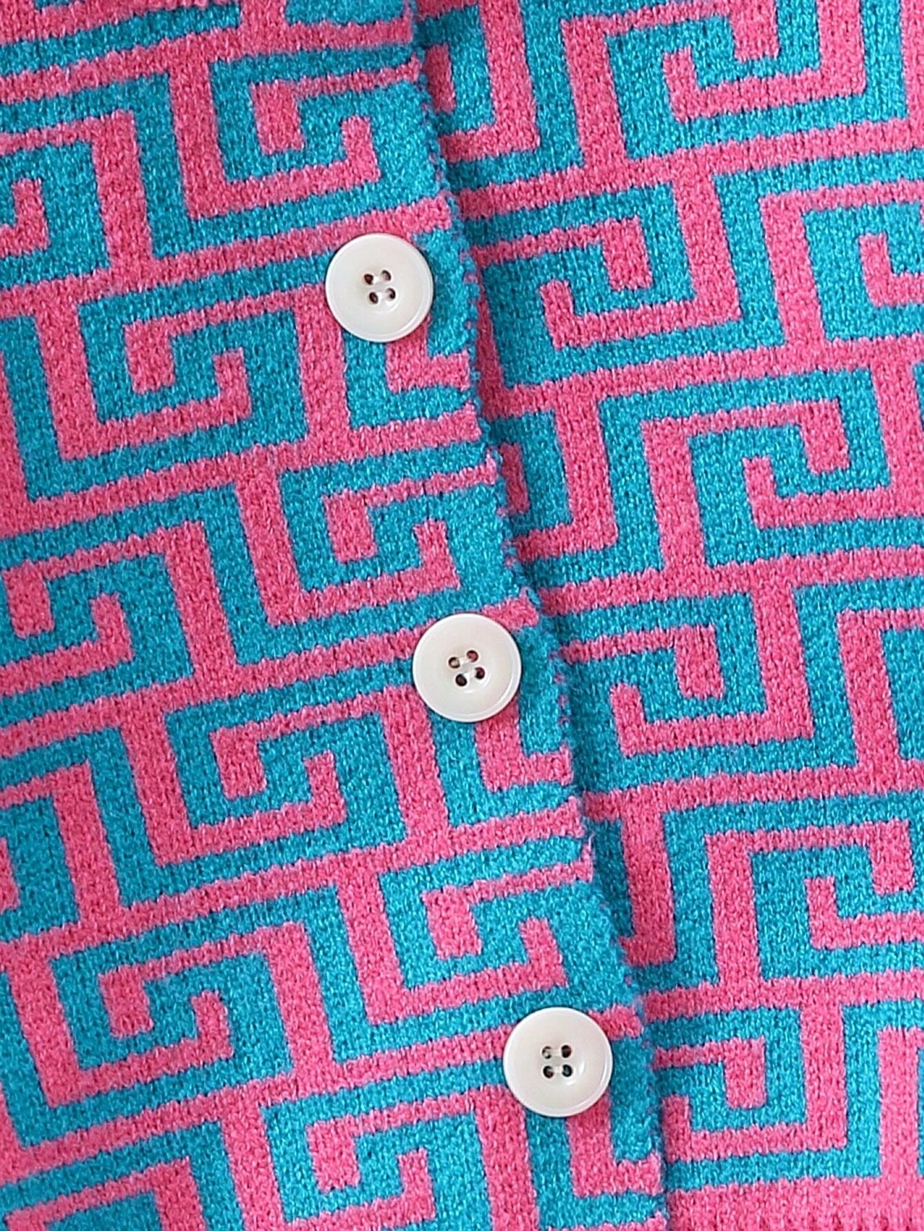 Young Girl Casual All-Over Print Rose Cardigan Half Skirt Knit Suit Solid Pattern