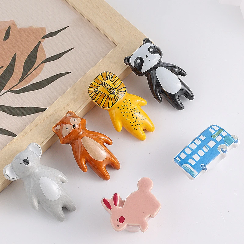 Hoone Creative Childlike Small Animal  Ceramic Cabinet Furniture Handles