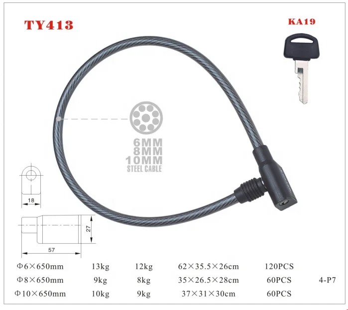 TONYON  Low Price High Quality Bicycle Lock Cable Wire Lock