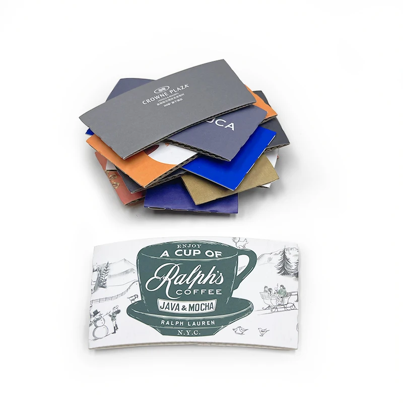 Eco-friendly white black single wall disposable coffee cup sleeves custom print paper cups sleeve for hot drinks