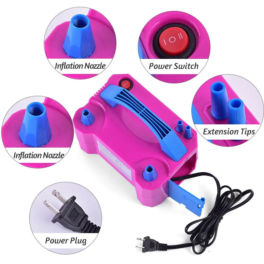 Electric Balloon Air Pump Inflator Dual-Nozzle Globos Machine All Style Portable for Party High Voltage Air Balloon Pump