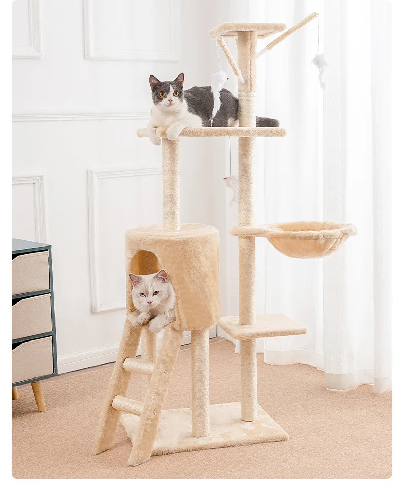 2022 New cat toy tree house tower scratcher wooden large cat tree