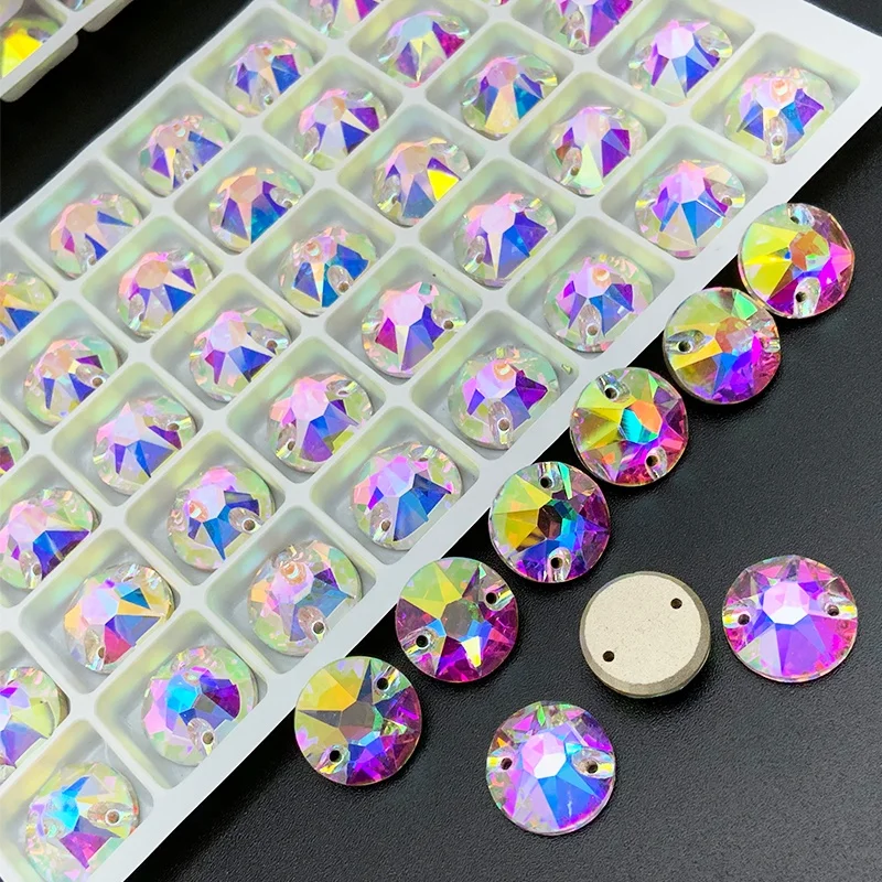 Top Quality Xirius Round Shaped K9 Flatback Stones Sew On Crystal Stone Rhinestones For Latin Dress Jewelry Making