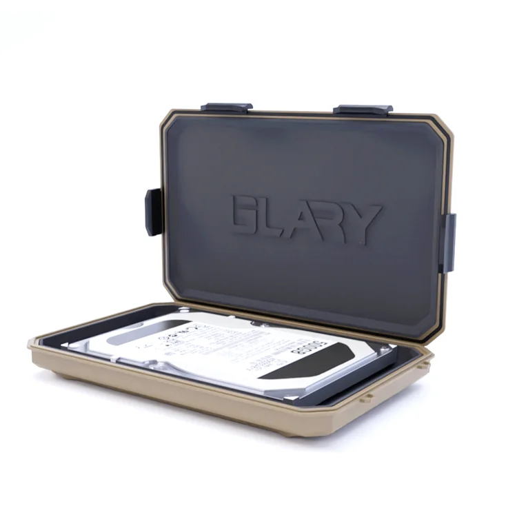GLARY shockproof hard drive case box with eva foam stackable hard drive equipment case box protective hard drive case box