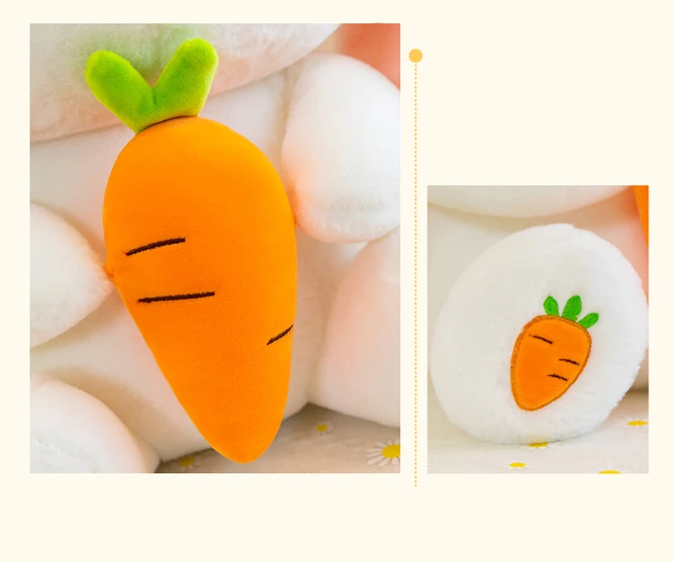 Wholesale Soft Stuffed Animal Carrot With Rabbit Plush Pillow Cute Custom Plush Rabbit Toy
