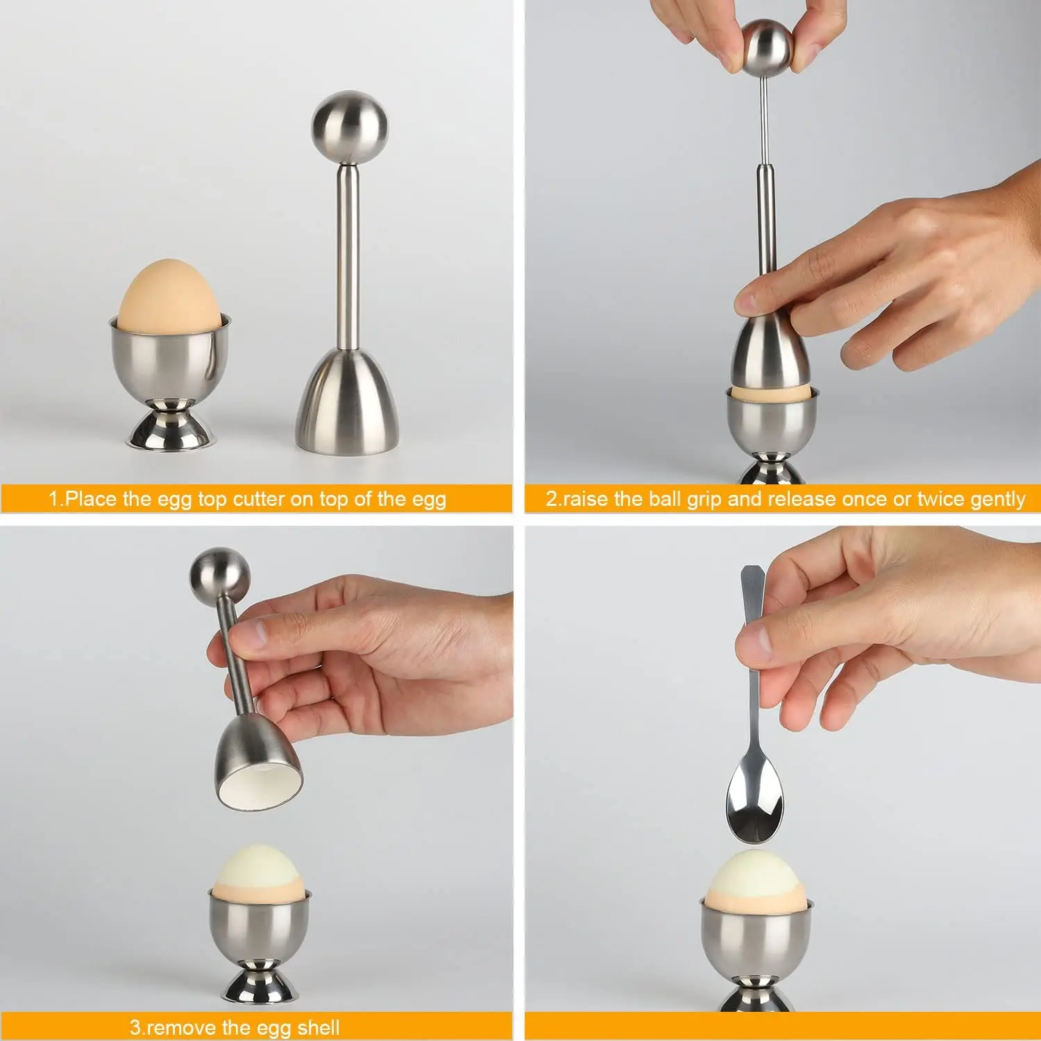 kitchen cooking 304 stainless steel shell opener egg holder Remover Cracker shell separator egg opener Egg Topper