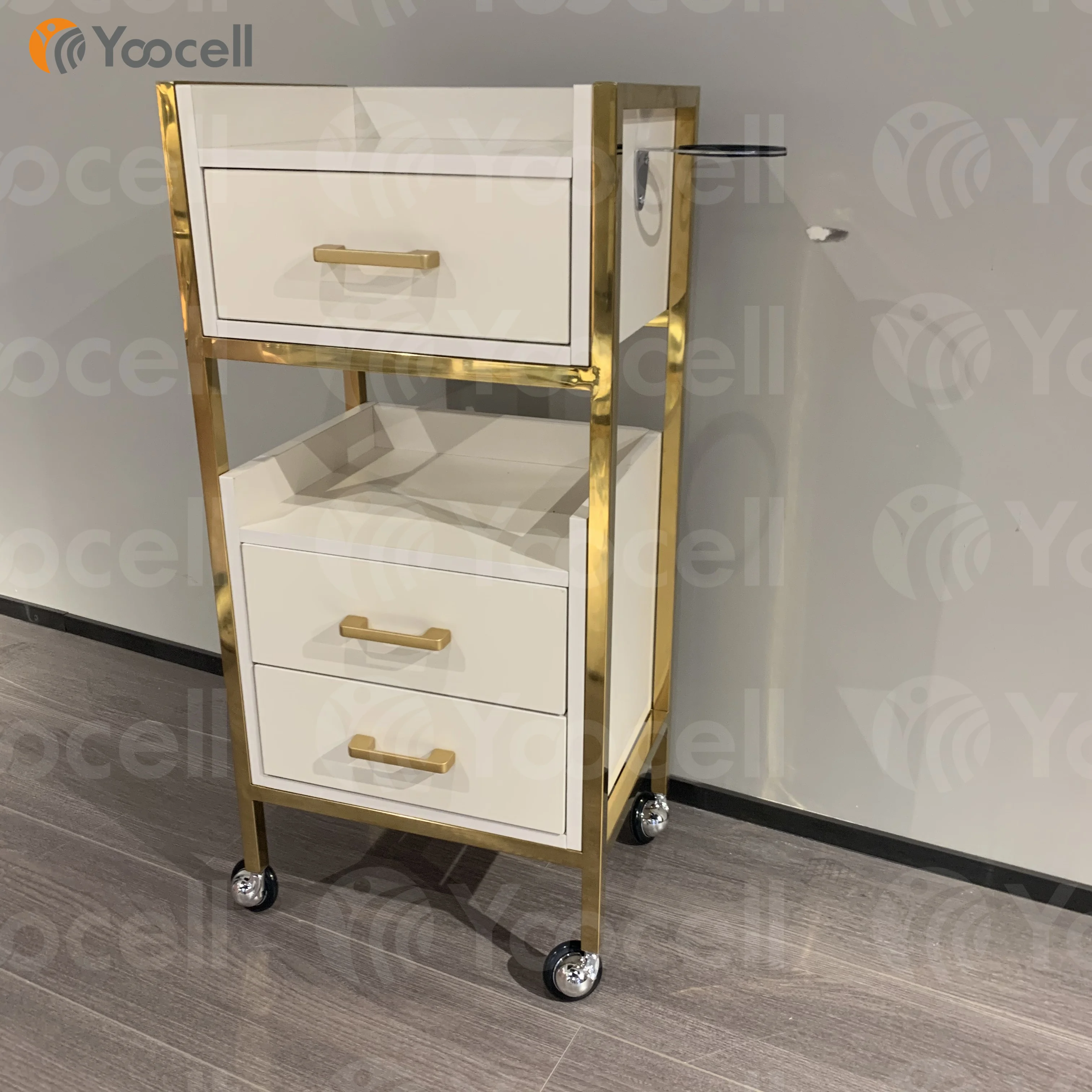  Yoocell Парикмахерская мебель деревянная салонная тележка Золотая рамка из нержавеющей стали роскошный стиль