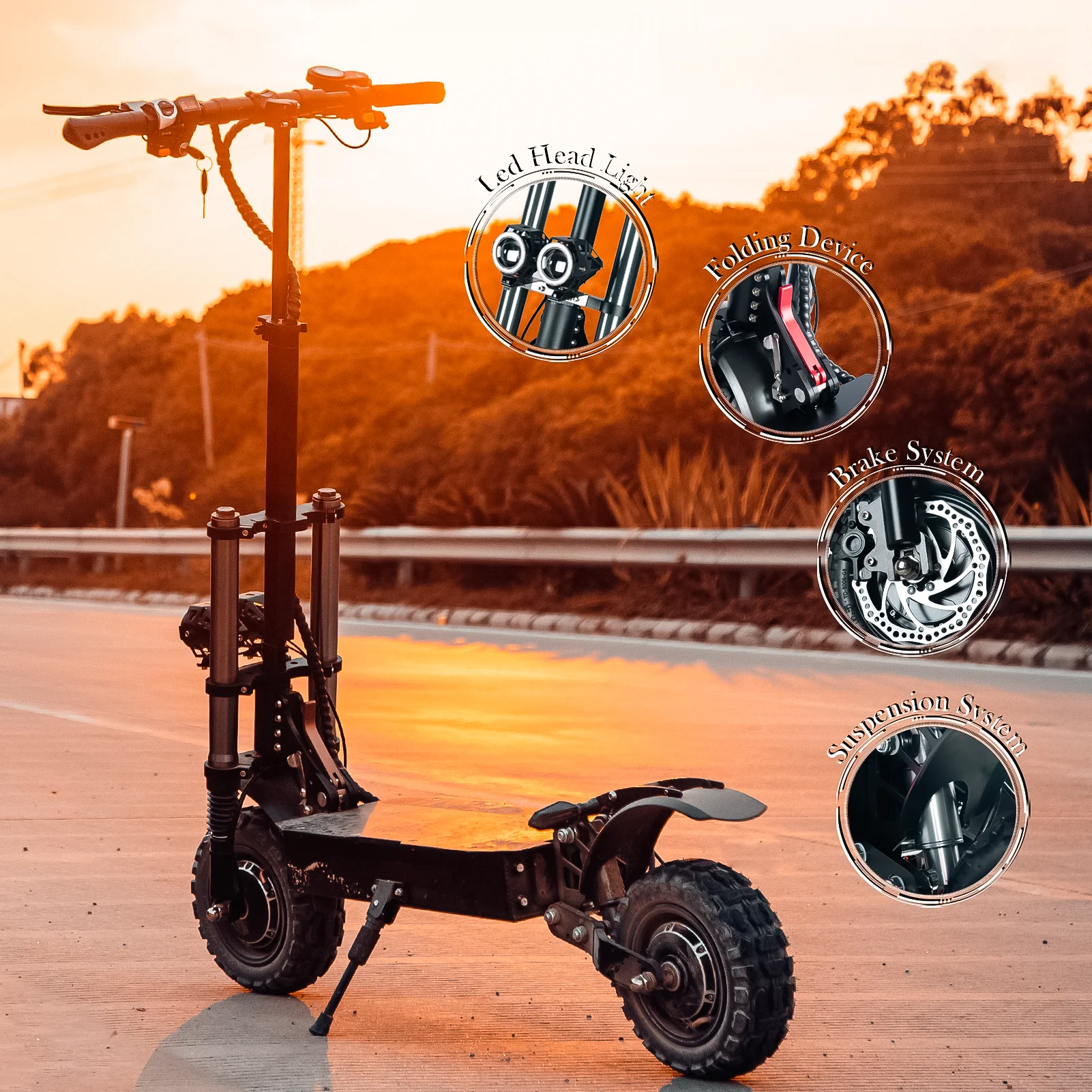 Europe Warehouse Kick Scooter 60V 6000W Off Road 35Ah battery Dual Motor 11inch Hot Selling Electric Scooter Adult