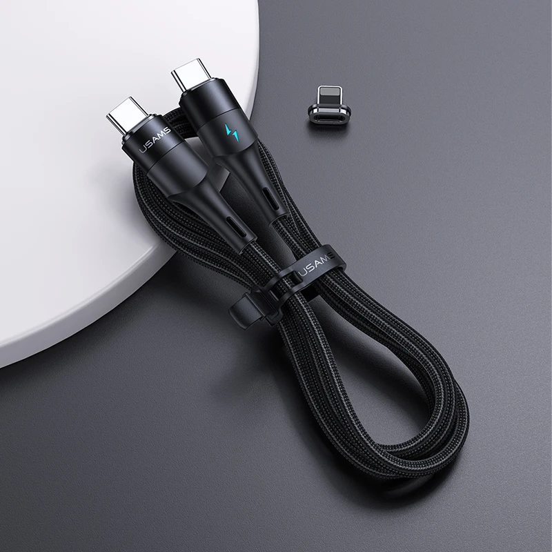  USAMS SJ495 Тип C 20 Вт + 60 TPE Плетеный Магнитный USB кабель для передачи данных 1 2 м Быстрый PD зарядный