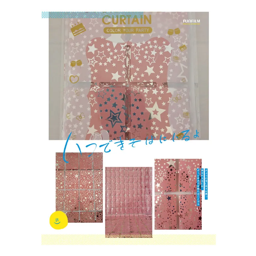 Metallic Tinsel Foil Curtains Fringe Square Star Backdrop Sequin Square Streamer Backdrop Photo Booth Props Deco