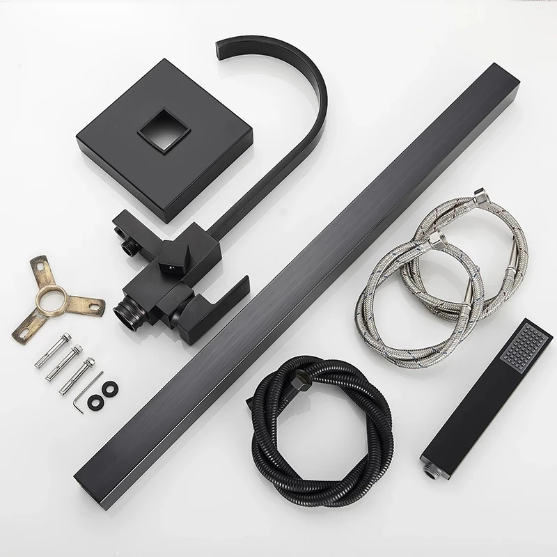 Bathtub Faucet Floor Standing Bath Tub Mixers Rotate Spout Hot And Cold Water Tap Brass Bathroom Shower Sets Crane