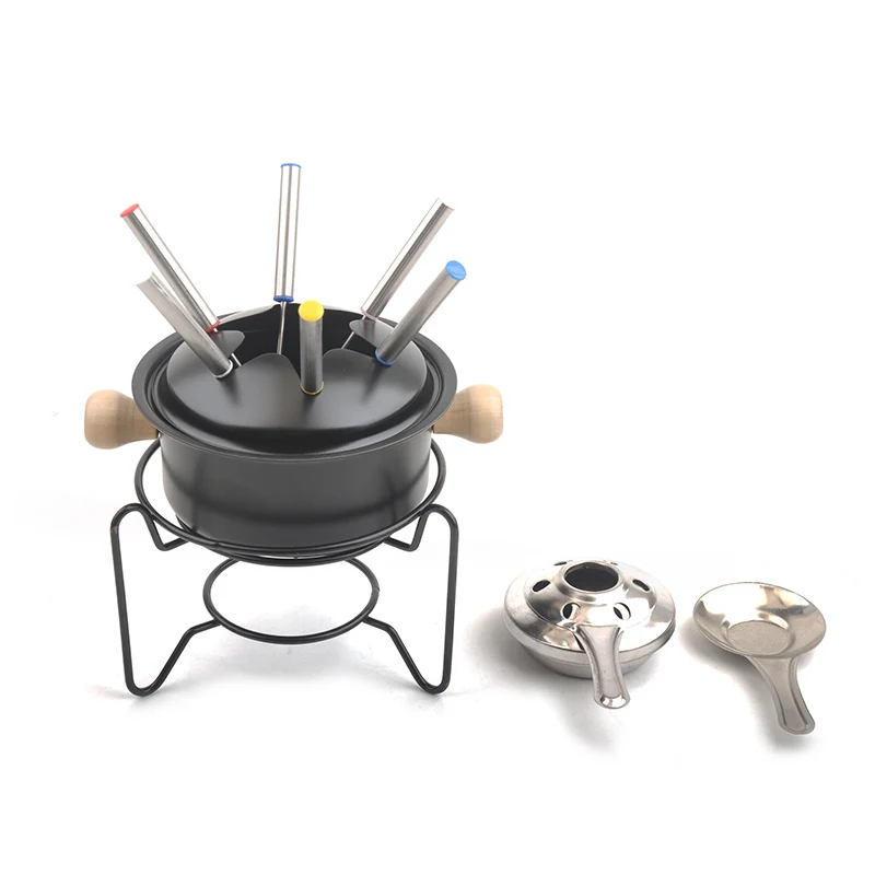 Cast iron fondue burner cheese chocolate fondue set for seafood steak poultry