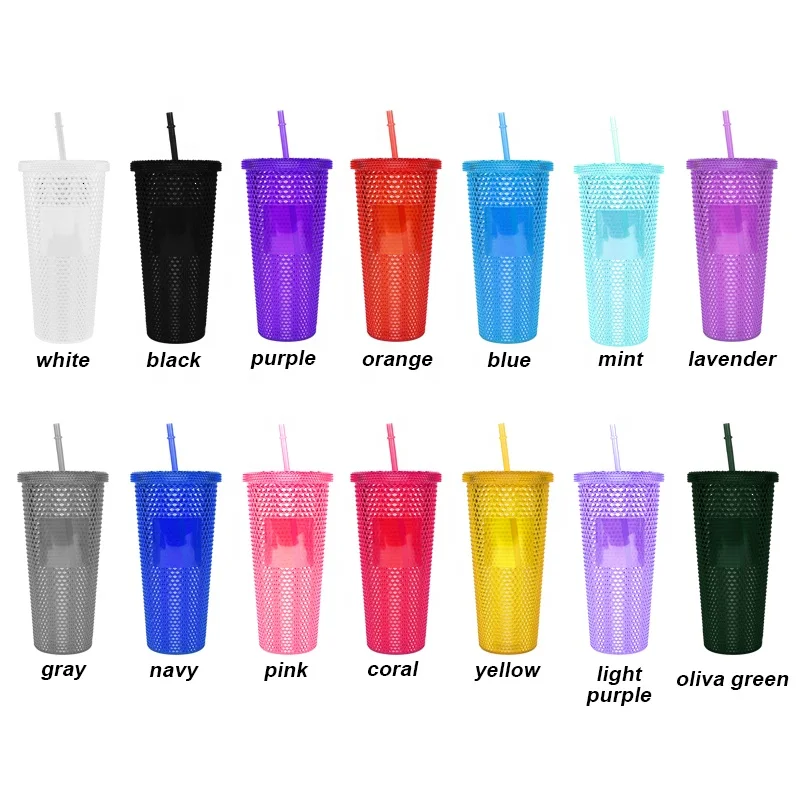 amazon top seller 2022 Matte Rivets Plastic Tumbler with Lid and Straw, 24OZ/710ML, Customizable DIY Cold Cup