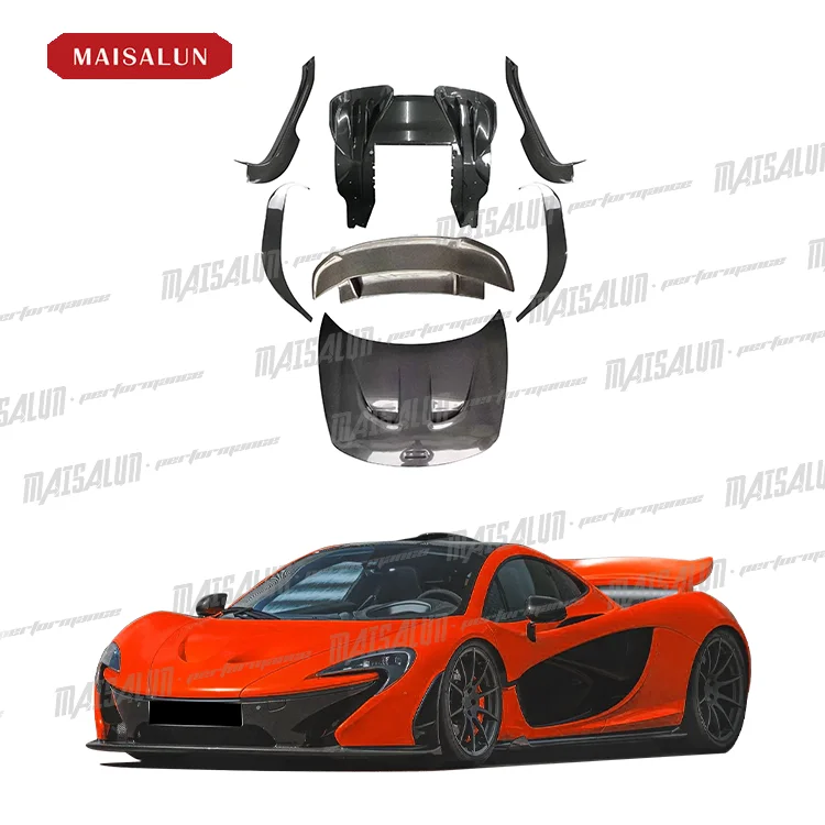 Dry Carbon P1 Style Body Kit For Mclaren 650S Car Bumper Spoiler Rear Diffuser With Hood