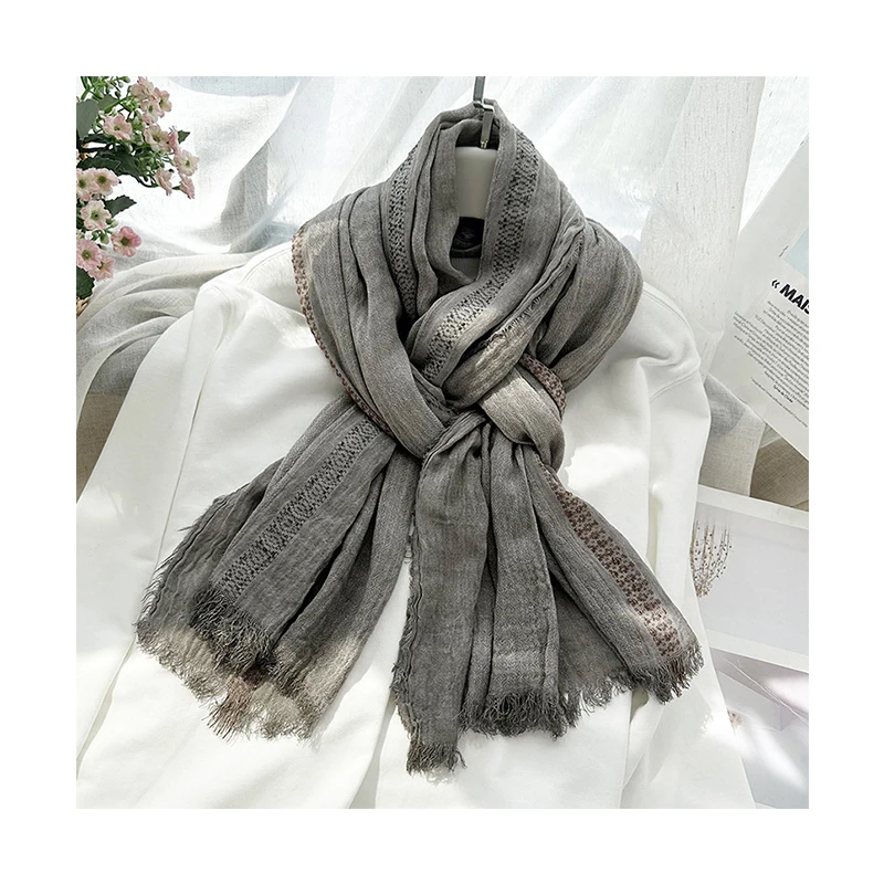 ZANDY OEM мусульманский хиджаб CMuslim хлопковый шарф для женщин Модный шаль вышитый полый дышащий