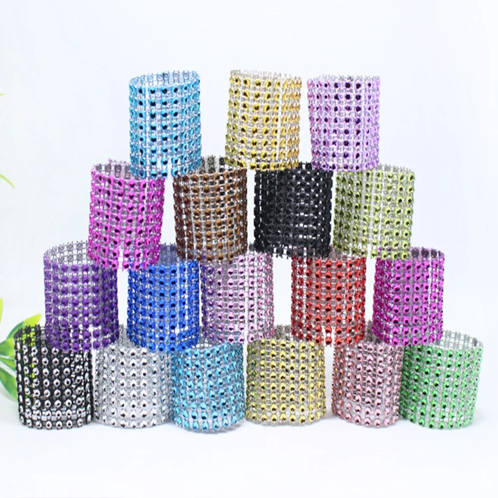 Table Golden Napkin Rings Crystal Rhinestone Mesh Napkin Holder Rings Buckles for Weddings