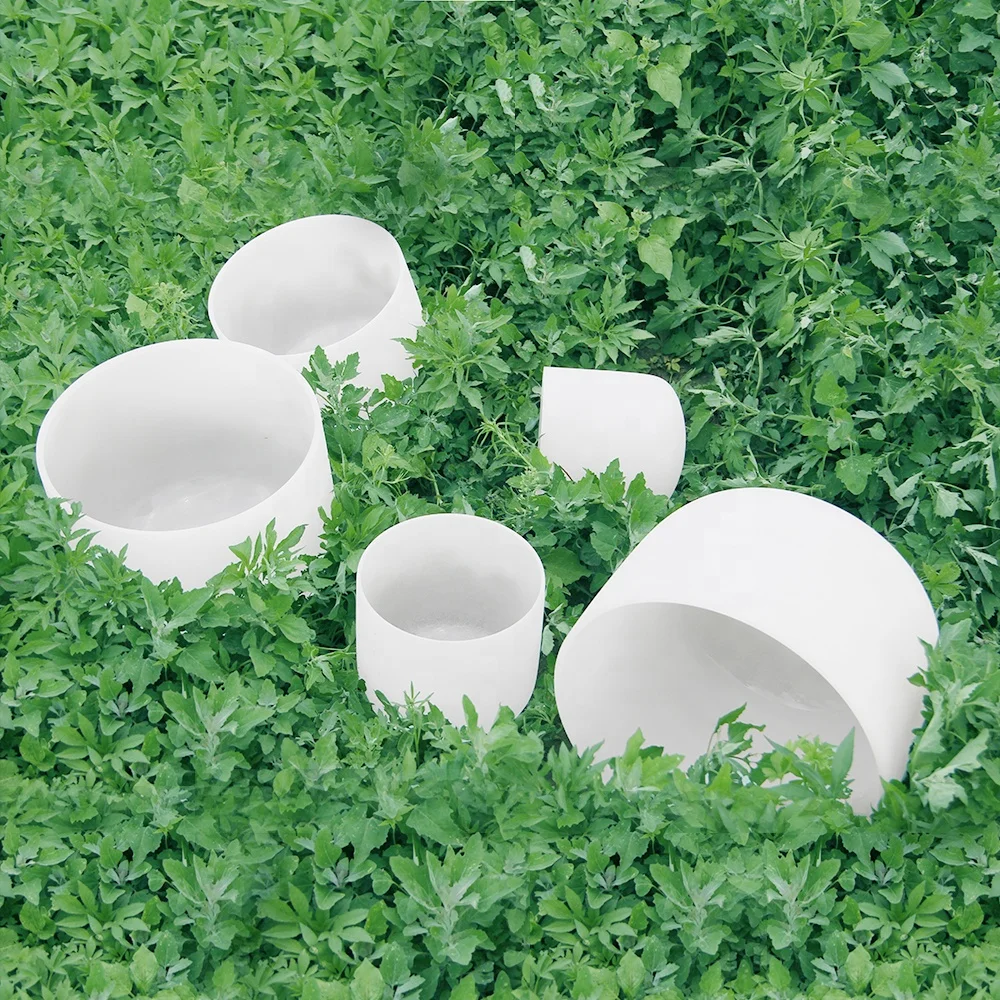 6-12inch Chakra Free Mallets and O Rings Frosted Crystal Singing Bowls