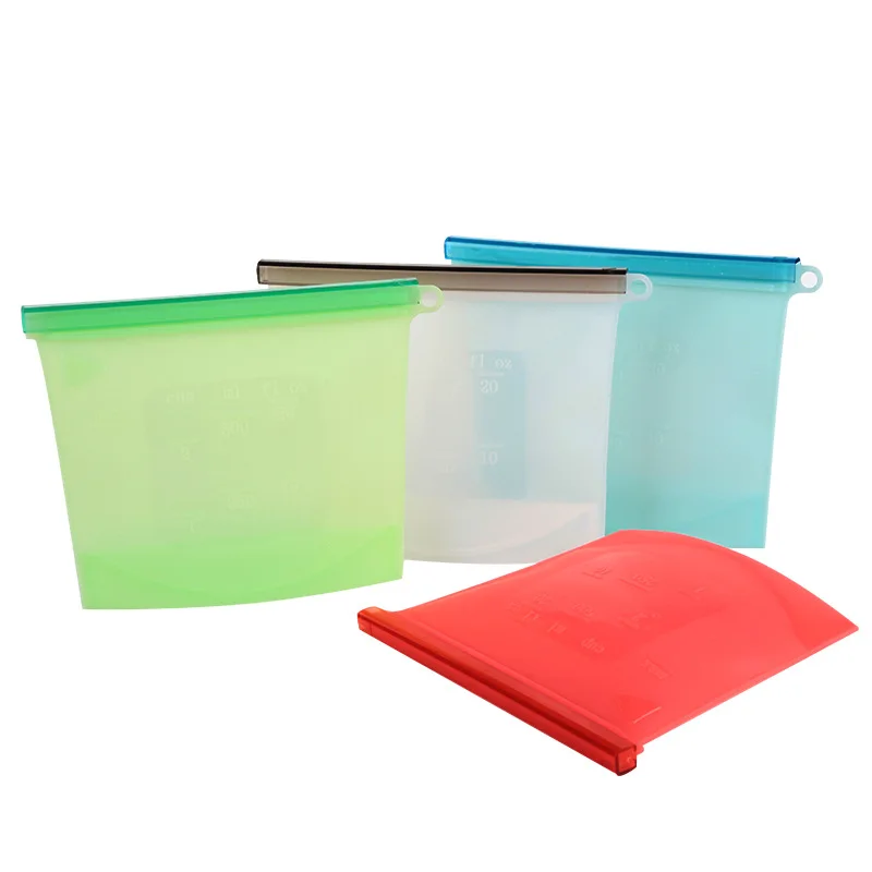 Eco Friendly Fridge Fresh Resealable Silicone Food Storage Preservation Mylar Bag Organizer With Zipper