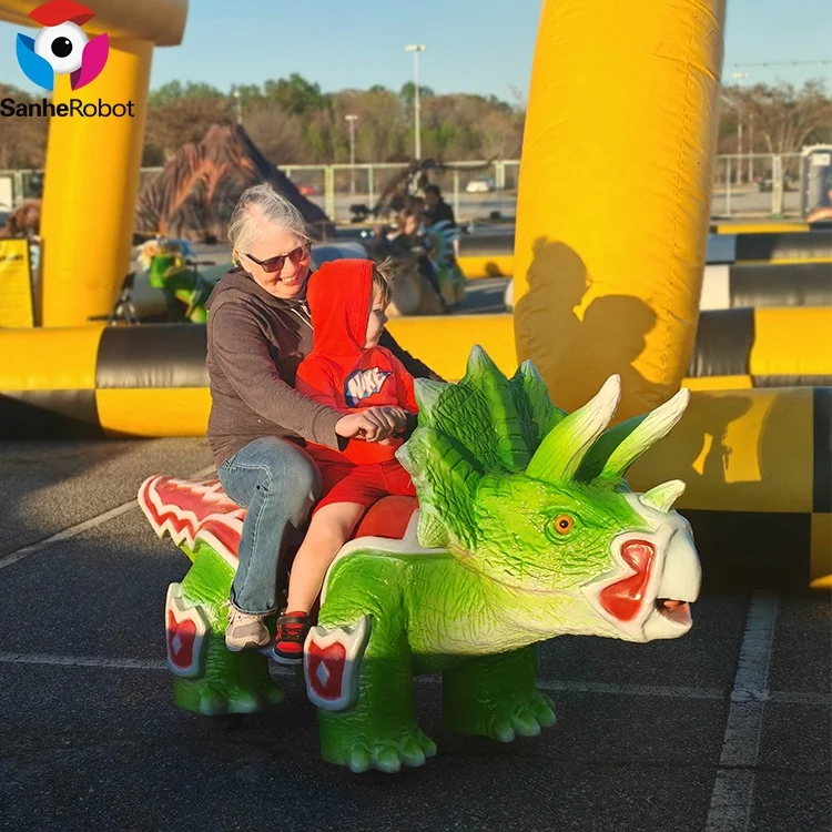 2024 New Coin Operated Kids Ride Machine 2 Seats Animatronic Dinosaur Riding Car Child Ride On Toy